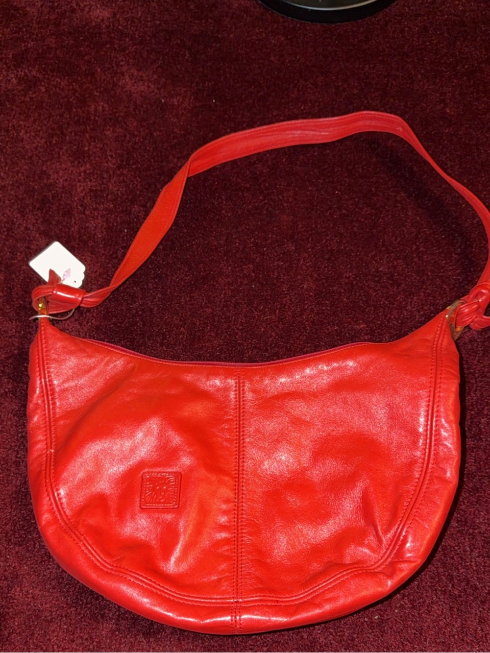 Anne Klein Vibrant Red Leather Hobo Shoulder Bag